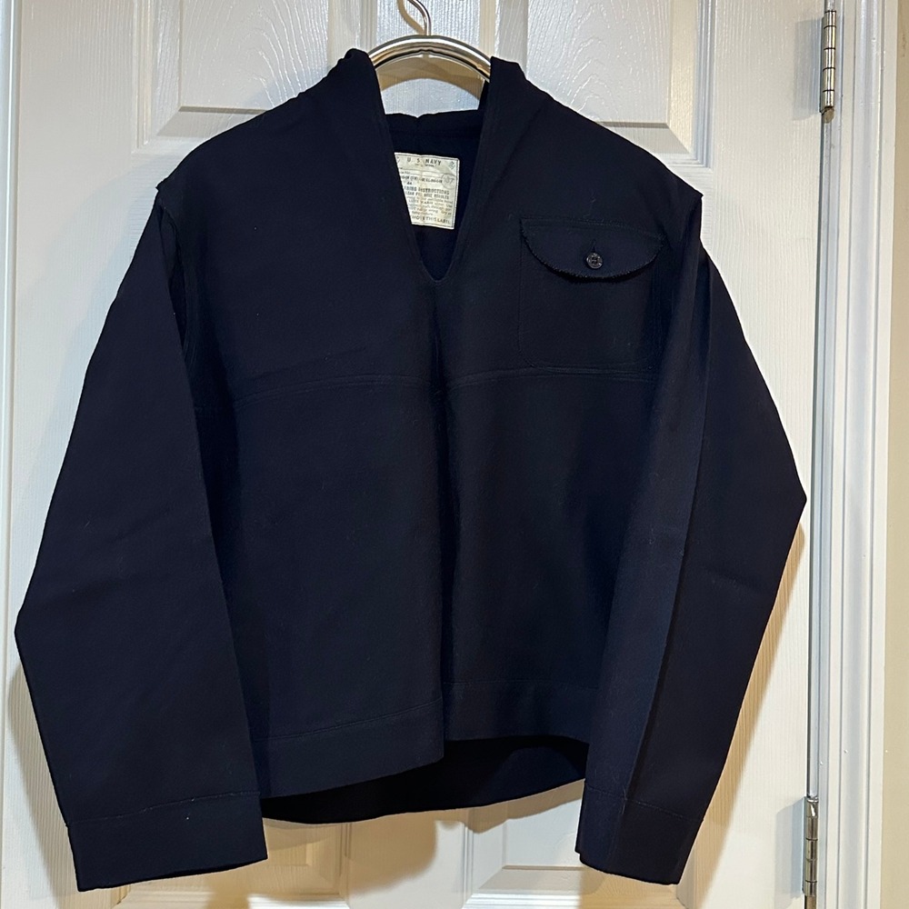 Vintage US Navy Wool Sailor Jumper Dress Blue Uniform Shirt Jacket Mens 44 Navy‎